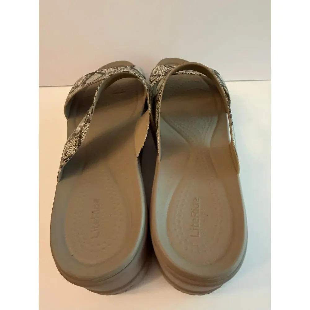 CROCS Brooklyn Mid Wedge Platform Sandals Women’s Size 10 Tan Snake Print 206219